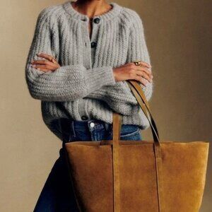 Sezane Women's XL Emile Cardigan Mottled Grey